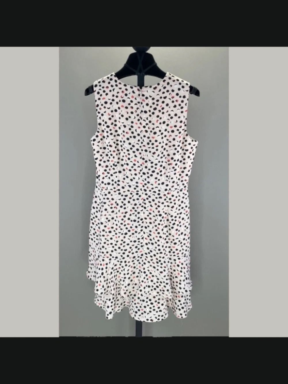 NEW Ann Taylor Dress Womens 6 petite pink black dot sheath ruffle cocktail - Picture 7 of 9